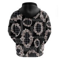 Hawaiian Leis Hoodie Kakau Tattoos and Palaka Pastel Grayscale