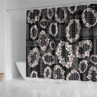 Hawaiian Leis Shower Curtain Kakau Tattoos and Palaka Pastel Grayscale
