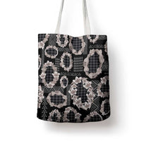Hawaiian Leis Tote Bag Kakau Tattoos and Palaka Pastel Grayscale
