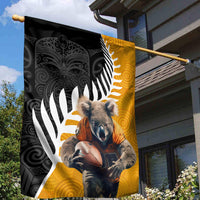 New Zealand and Australia Rugby Garden Flag Koala and Maori Warrior Together LT03 - Polynesian Pride