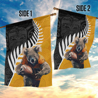 New Zealand and Australia Rugby Garden Flag Koala and Maori Warrior Together LT03 - Polynesian Pride