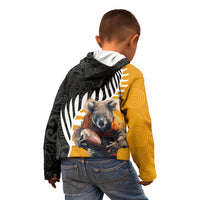 New Zealand and Australia Rugby Kid Hoodie Koala and Maori Warrior Together LT03 - Polynesian Pride