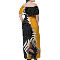 New Zealand and Australia Rugby Off Shoulder Maxi Dress Koala and Maori Warrior Together LT03 - Polynesian Pride