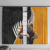 New Zealand and Australia Rugby Window Curtain Koala and Maori Warrior Together