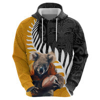 New Zealand and Australia Rugby Zip Hoodie Koala and Maori Warrior Together LT03 - Polynesian Pride