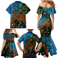 Fiji and Australia Family Matching Mermaid Dress and Hawaiian Shirt Palm Tree and Abogirinal Emu LT03 - Polynesian Pride