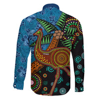 Fiji and Australia Family Matching Off Shoulder Short Dress and Hawaiian Shirt Palm Tree and Abogirinal Emu LT03 - Polynesian Pride