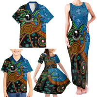Fiji and Australia Family Matching Tank Maxi Dress and Hawaiian Shirt Palm Tree and Abogirinal Emu LT03 - Polynesian Pride