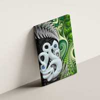 New Zealand Koru Natural Canvas Wall Art Manaia and Silver Fern Maori Pattern