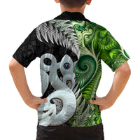 New Zealand Koru Natural Family Matching Long Sleeve Bodycon Dress and Hawaiian Shirt Manaia and Silver Fern Maori Pattern LT03 - Polynesian Pride