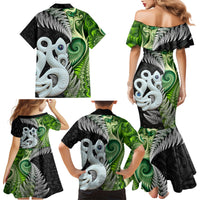 New Zealand Koru Natural Family Matching Mermaid Dress and Hawaiian Shirt Manaia and Silver Fern Maori Pattern LT03 - Polynesian Pride