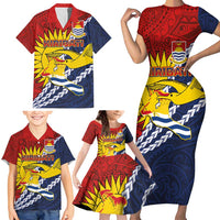 Kiribati Independence Day Family Matching Short Sleeve Bodycon Dress and Hawaiian Shirt Polynesian and Melanesian Art Tattoo LT03 - Polynesian Pride