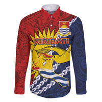 Kiribati Independence Day Family Matching Short Sleeve Bodycon Dress and Hawaiian Shirt Polynesian and Melanesian Art Tattoo LT03 Dad's Shirt - Long Sleeve Red - Polynesian Pride
