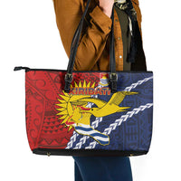 Kiribati Independence Day Leather Tote Bag Polynesian and Melanesian Art Tattoo