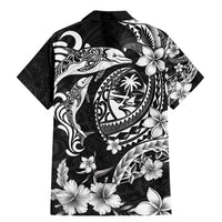 Guam Dolphins Tribal Tattoo Family Matching Mermaid Dress and Hawaiian Shirt Polynesian Art and Tropical Flower Grayscale LT03 - Polynesian Pride