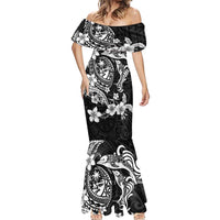 Guam Dolphins Tribal Tattoo Mermaid Dress Polynesian Art and Tropical Flower Grayscale LT03 - Polynesian Pride