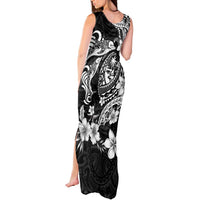 Guam Dolphins Tribal Tattoo Tank Maxi Dress Polynesian Art and Tropical Flower Grayscale LT03 - Polynesian Pride