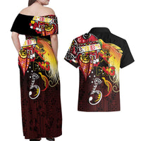 Papua New Guinea 2025 Couples Matching Off Shoulder Maxi Dress and Hawaiian Shirt 50th Independence Day Anniversary LT03 - Polynesian Pride