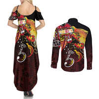 Papua New Guinea 2025 Couples Matching Summer Maxi Dress and Long Sleeve Button Shirt 50th Independence Day Anniversary LT03 - Polynesian Pride