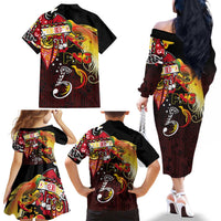 Papua New Guinea 2025 Family Matching Off The Shoulder Long Sleeve Dress and Hawaiian Shirt 50th Independence Day Anniversary LT03 - Polynesian Pride