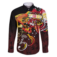 Papua New Guinea 2025 Family Matching Off The Shoulder Long Sleeve Dress and Hawaiian Shirt 50th Independence Day Anniversary LT03 Dad's Shirt - Long Sleeve Red - Polynesian Pride