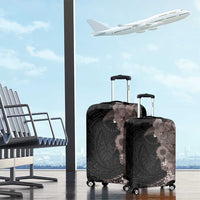 Hawaiian Tropical Plants and Chameleon Luggage Cover Polynesian Art Grayscale - Polynesian Pride