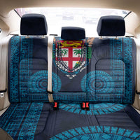 Fiji Coat of Arms Traditional Dashiki Back Car Seat Cover Tapa Art and Palm Leaves Pattern Dark Navy Color LT03 - Polynesian Pride