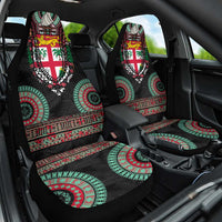 Fiji Coat of Arms Traditional Dashiki Car Seat Cover Tapa Art and Palm Leaves Pattern Black Color LT03 One Size Black - Polynesian Pride