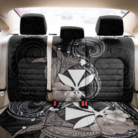 Hawaiian Whale and Kanaka Maoli Symbol Back Car Seat Cover Hibiscus with Hawaii Map and Polynesian Tattoo Grayscale Color LT03 - Polynesian Pride