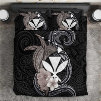 Hawaiian Whale and Kanaka Maoli Symbol Bedding Set Hibiscus with Hawaii Map and Polynesian Tattoo Grayscale Color LT03 Black - Polynesian Pride