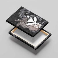 Hawaiian Whale and Kanaka Maoli Symbol Canvas Wall Art Hibiscus with Hawaii Map and Polynesian Tattoo Grayscale Color LT03 - Polynesian Pride