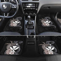 Hawaiian Whale and Kanaka Maoli Symbol Car Mats Hibiscus with Hawaii Map and Polynesian Tattoo Grayscale Color LT03 Set 4pcs Black - Polynesian Pride