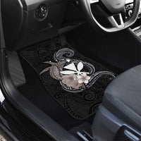 Hawaiian Whale and Kanaka Maoli Symbol Car Mats Hibiscus with Hawaii Map and Polynesian Tattoo Grayscale Color LT03 - Polynesian Pride
