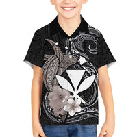 Hawaiian Whale and Kanaka Maoli Symbol Hawaiian Shirt Hibiscus with Hawaii Map and Polynesian Tattoo Grayscale Color LT03 - Polynesian Pride