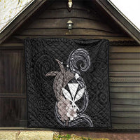 Hawaiian Whale and Kanaka Maoli Symbol Quilt Hibiscus with Hawaii Map and Polynesian Tattoo Grayscale Color LT03 - Polynesian Pride