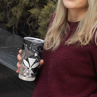 Hawaiian Whale and Kanaka Maoli Symbol Tumbler Cup Hibiscus with Hawaii Map and Polynesian Tattoo Grayscale Color LT03 - Polynesian Pride