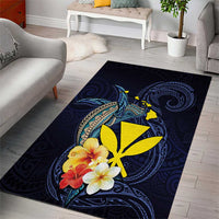 Hawaiian Whale and Kanaka Maoli Symbol Area Rug Hibiscus with Hawaii Map and Polynesian Tattoo Deep Sea Color LT03 - Polynesian Pride