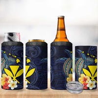 Hawaiian Whale and Kanaka Maoli Symbol 4 in 1 Can Cooler Tumbler Hibiscus with Hawaii Map and Polynesian Tattoo Deep Sea Color LT03 - Polynesian Pride