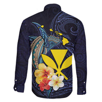 Hawaiian Whale and Kanaka Maoli Symbol Family Matching Puletasi and Hawaiian Shirt Hibiscus with Hawaii Map and Polynesian Tattoo Deep Sea Color LT03 - Polynesian Pride