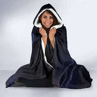 Hawaiian Whale and Kanaka Maoli Symbol Hooded Blanket Hibiscus with Hawaii Map and Polynesian Tattoo Deep Sea Color LT03 - Polynesian Pride