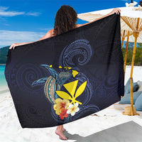 Hawaiian Whale and Kanaka Maoli Symbol Sarong Hibiscus with Hawaii Map and Polynesian Tattoo Deep Sea Color LT03 One Size 44 x 66 inches Blue - Polynesian Pride