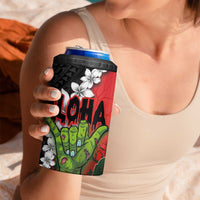 Hawaiian Halloween 4 in 1 Can Cooler Tumbler Horror Shaka Hand with Plumeria and Polynesian Tattoo Blood Color LT03 - Polynesian Pride