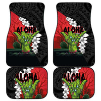 Hawaiian Halloween Car Mats Horror Shaka Hand with Plumeria and Polynesian Tattoo Blood Color LT03 - Polynesian Pride