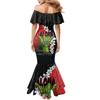 Hawaiian Halloween Family Matching Mermaid Dress and Hawaiian Shirt Horror Shaka Hand with Plumeria and Polynesian Tattoo Blood Color LT03 - Polynesian Pride