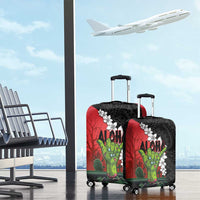 Hawaiian Halloween Luggage Cover Horror Shaka Hand with Plumeria and Polynesian Tattoo Blood Color LT03 - Polynesian Pride
