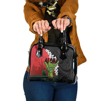 Hawaiian Halloween Shoulder Handbag Horror Shaka Hand with Plumeria and Polynesian Tattoo Blood Color LT03 One Size Red - Polynesian Pride