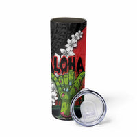 Hawaiian Halloween Skinny Tumbler Horror Shaka Hand with Plumeria and Polynesian Tattoo Blood Color LT03 - Polynesian Pride