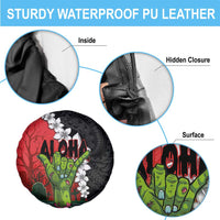 Hawaiian Halloween Spare Tire Cover Horror Shaka Hand with Plumeria and Polynesian Tattoo Blood Color LT03 - Polynesian Pride