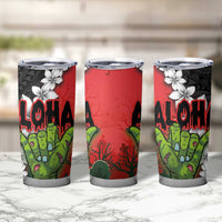 Hawaiian Halloween Tumbler Cup Horror Shaka Hand with Plumeria and Polynesian Tattoo Blood Color LT03 - Polynesian Pride
