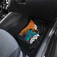 Hawaiian Halloween Car Mats Horror Shaka Hand with Plumeria and Polynesian Tattoo Autumn Color LT03 - Polynesian Pride